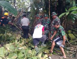 Koramil Prambanan Bersama BPBD dan Relawan Bantu Atasi Dampak Angin Puting Beliung