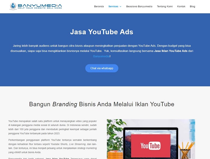 Banyumedia, Jasa Iklan Youtube Ads yang siap membantu Anda.