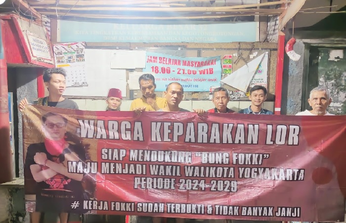 Warga Keparakan Lor, KOta Yogyakarta yang menjadi salah satu basis akar rumput PDI Perjuangan menyatakan mendukung Fokki maju sebagai Calon Wakil Wali Kota Yogyakarta pada Pilkada 2024. Foto: Ist