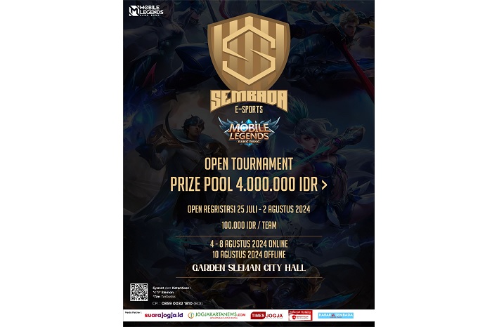 komunitas Sembada E-Sport Mobile Legends bakal menggelar turnamen E-Sport tingkat Kabupaten Sleman secara online dan offline.