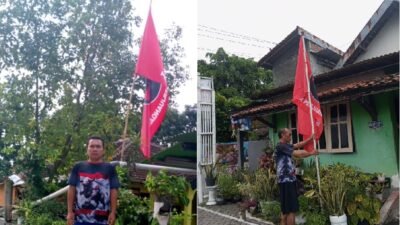 Aksi pemasangan ratusan bendera PDI Perjuangan oleh Kader Repdem Yogyakarta sebagai bentuk dukung Megawati jabat kembali Ketum Partai. Foto: Ist