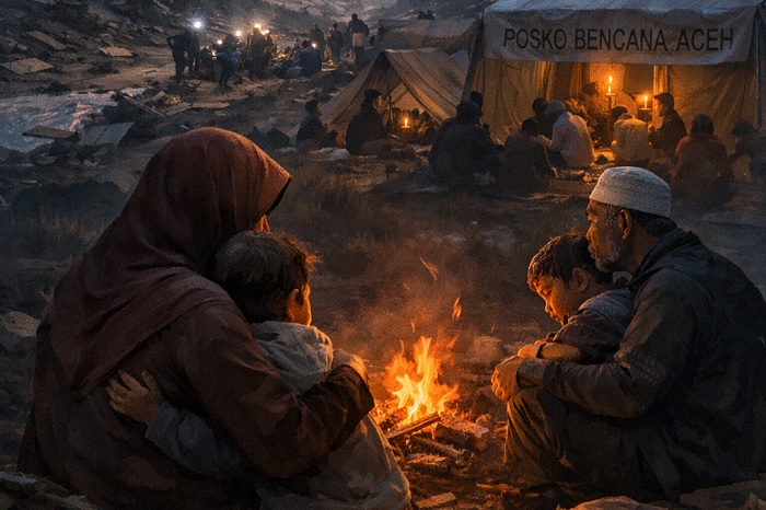 Ilustrasi: Tahun Baru 2026 menjadi momentum yang tak lagi berhias warna sukacita bagi sebagian besar korban bencana di Sumatera, terutama warga Aceh. Foto: Ist