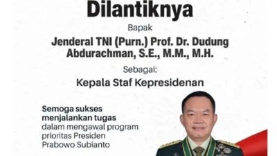Resmi Jadi Kepala Staf Kepresidenan, Jenderl Dudung Abdurachman, Buktikan Tancap Gas Kawal Program Presiden Prabowo dan Buka Aduan 24 Jam